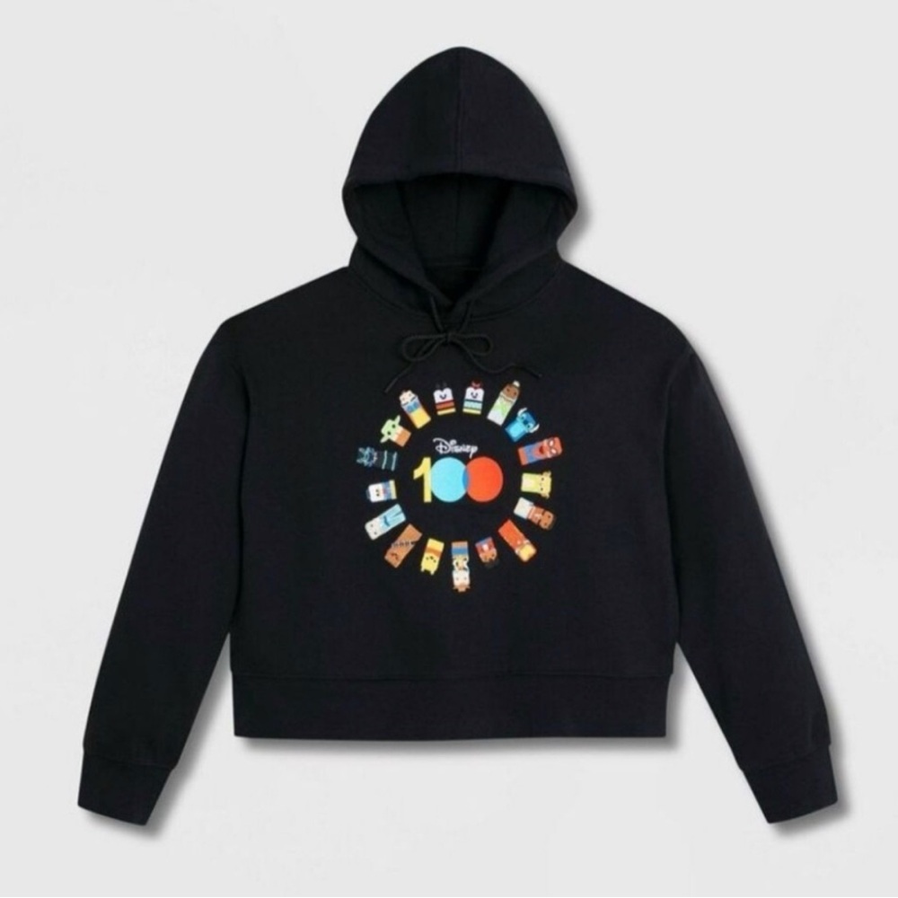 Disney Black Hoodie with Vibrant Character Wheel
